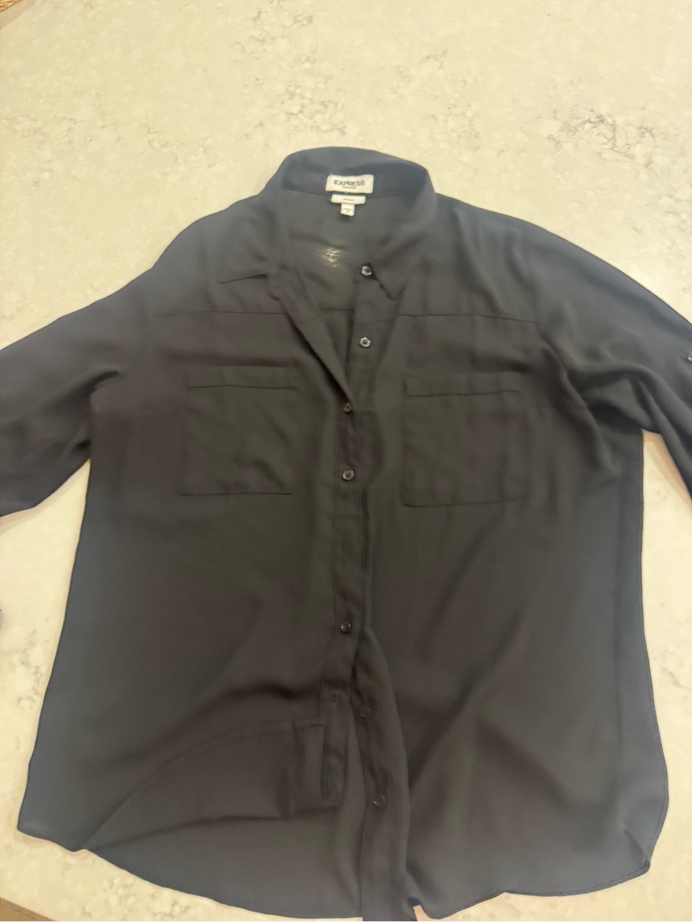 Express Men's Dark Black Lightweight Button-Up Shirt Jacket